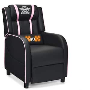 25 in. W Massage Gaming Recliner Chair Racing Single Lounge Sofa Home Theater Seat Pink