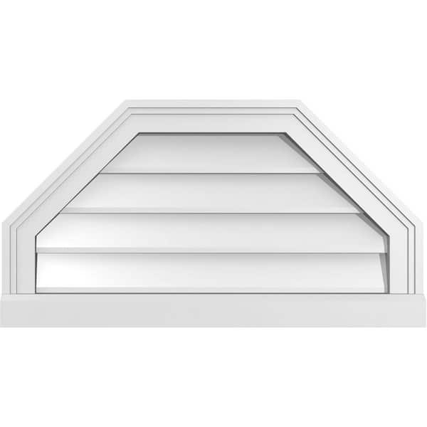Ekena Millwork 26" x 14" Octagonal Top Surface Mount PVC Gable Vent: Non-Functional with Brickmould Sill Frame