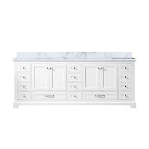 Dukes 84 in. W x 22 in. D White Double Bath Vanity and Carrara Marble Top