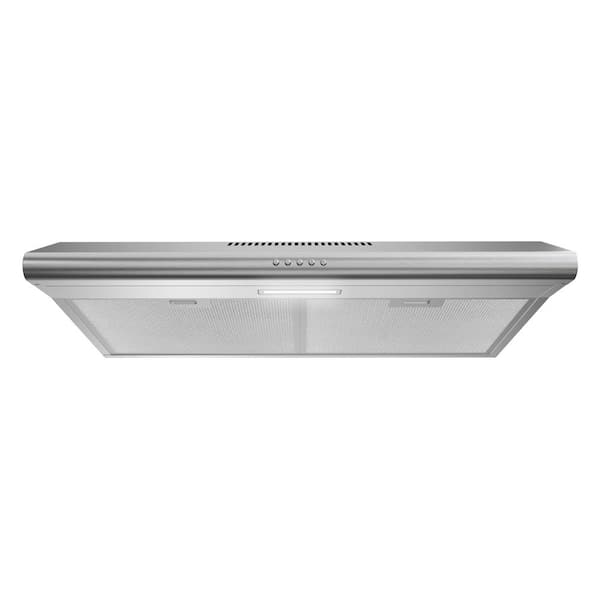 30 in. 80 CFM Trieste Ducted Under Cabinet Range Hood in Stainless Steel, Mesh Filters, Push Button Control, LED Light