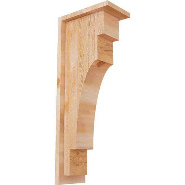 Ekena Millwork 6 in. x 10 in. x 26 in. Western Red Cedar Mediterranean Rough Sawn Corbel with Backplate