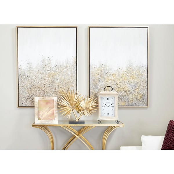 Litton Lane 8 in. x 10 in. Inlaid Beige and Gold Vervain and Sentimento Grass Large Picture Frame