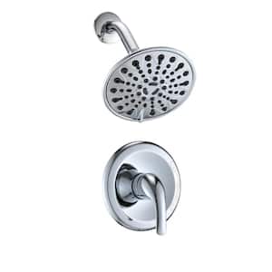 Mal 7-Spray Patterns Round 6 in. Wall Mount Rain Fixed Shower Head in Chrome
