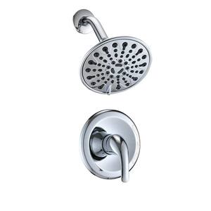Mah 7-Spray Patterns Round 6 in. Wall Mount Rain Fixed Shower Head in Chrome