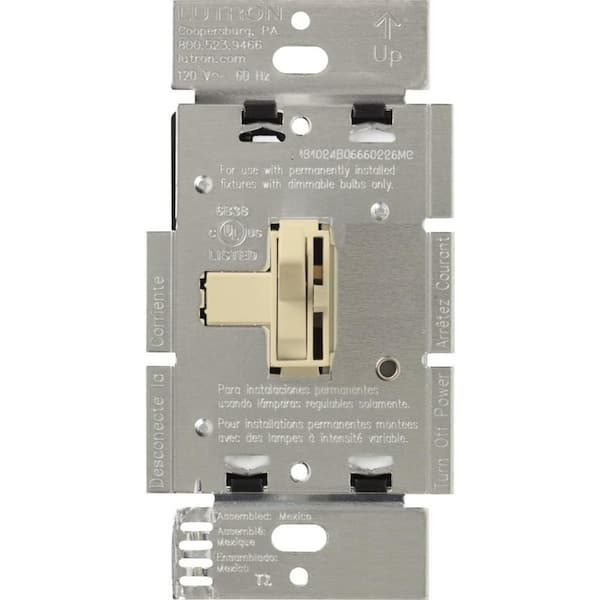 Lutron Toggler Dimmer Switch for Incandescent and Halogen Bulbs, 1000,Watt, Single,Pole, Ivory (AY-10P-IV)