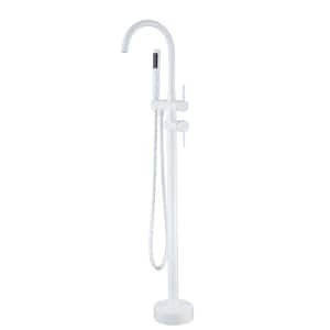40.67 in Height Free Standing Tub Faucet with Shower in White