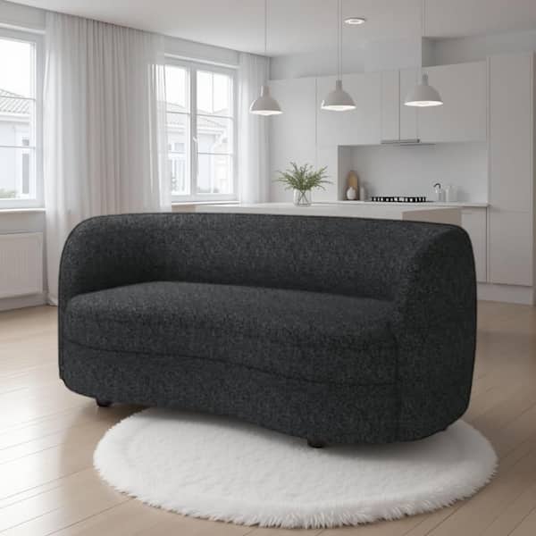 Srey 37.25 in. Fabric 2-Seater Tight Back Loveseat in Black