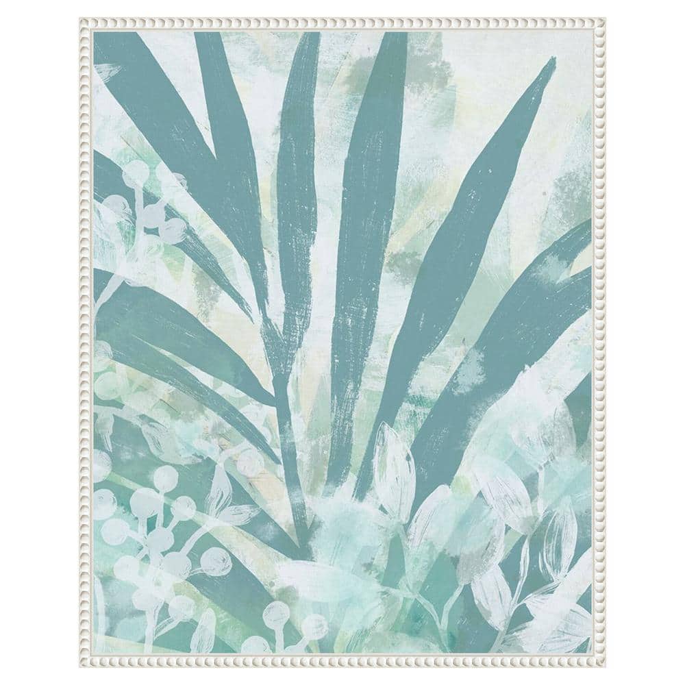 Amanti Art 23"x28" Aqua Palms II by June Erica Vess Framed Canvas Wall Art Print