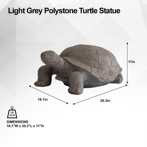 XBRAND 30.3 in. L Dark Grey Concrete Turtle Statue, Indoor or
