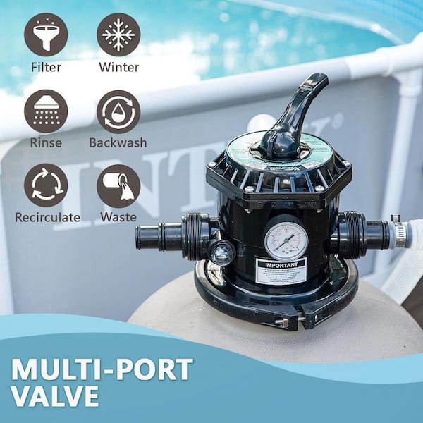 XtremepowerUS 75112 19 In. 2 Sq. Ft. Sand Filter System With 1.5 HP Swimming Pool Pump