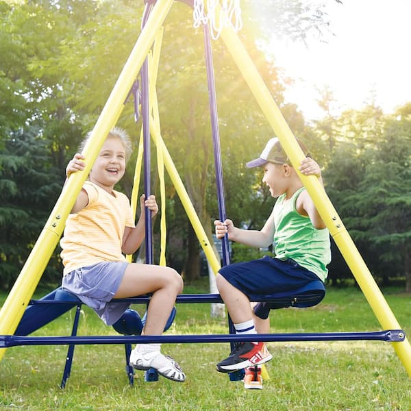 metal horizontal ladder swing set with slide