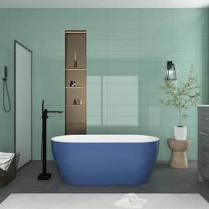 59 in. x 28 in. Acrylic Freestanding Flatbottom Soaking Bathtub with Center Drain in Matte Blue