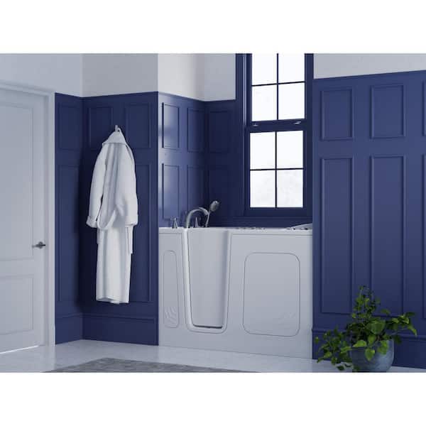 Universal Collection 30 in. L x 54 in. W Left Side Drain Combination Jetted Bathtub in White with Powered Fast Drain