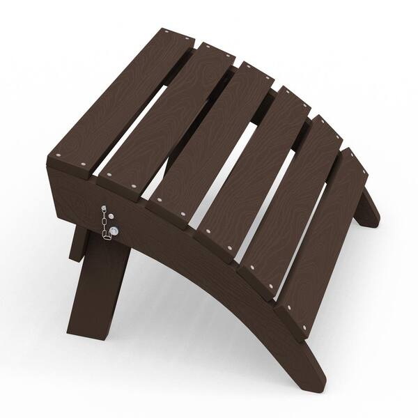 JEAREY HDPE Folding Plastic Outdoor Ottoman for Adirondack in Coffee