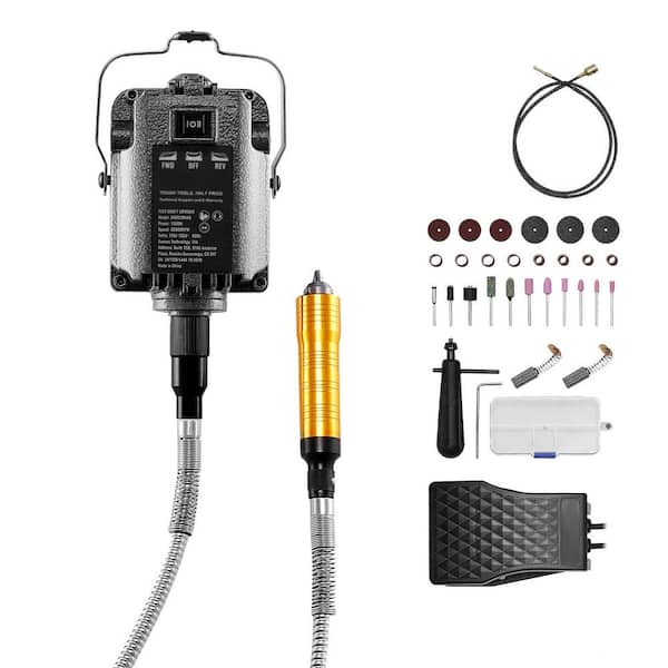 4.5 A Corded 49.61 in. Rotary Tool Flex Shaft Grinder, 30,000RPM Hanging Machine with 31-Pieces Accessories & Foot Pedal