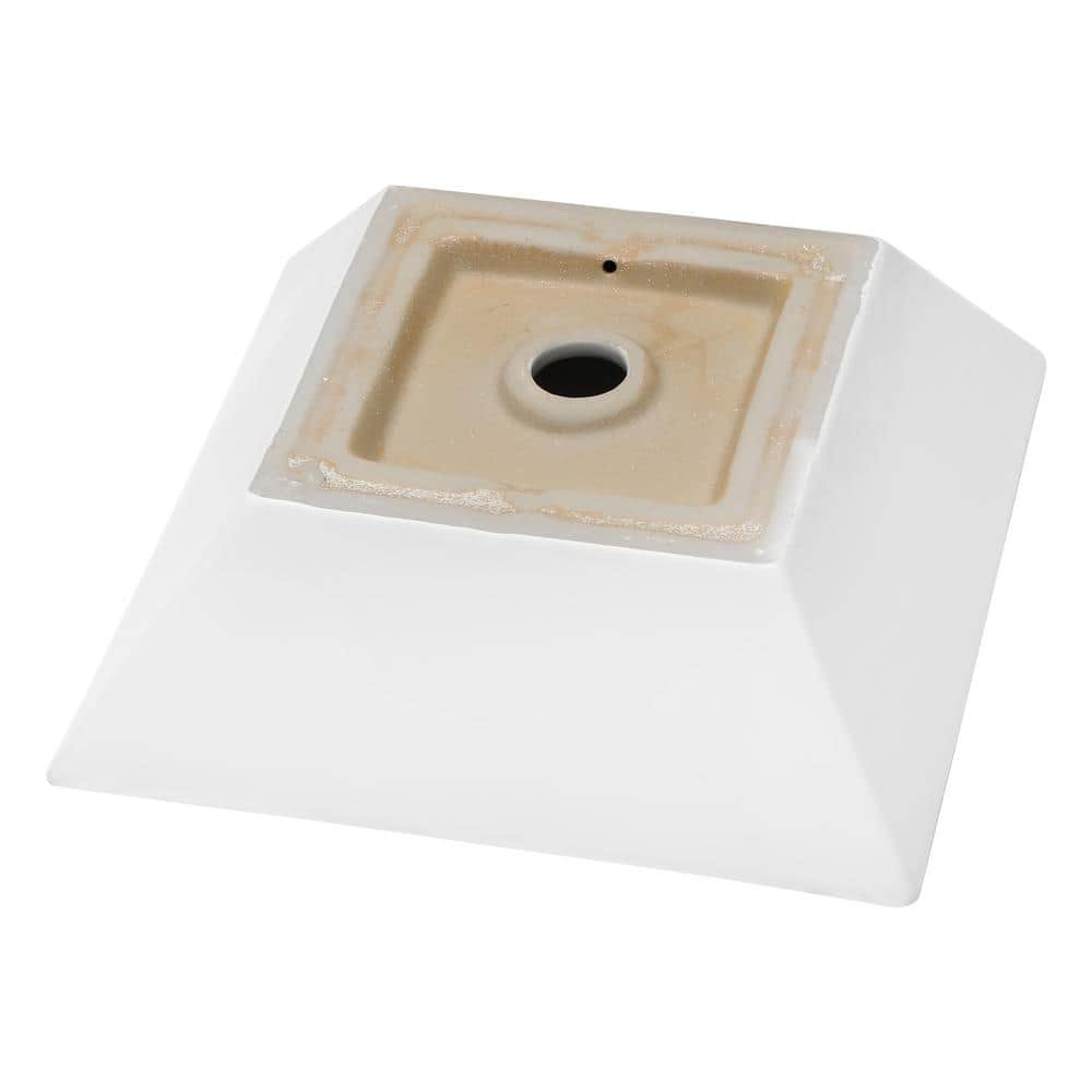 Sinber 16" White Square Ceramic Countertop Bathroom Vessel Sink