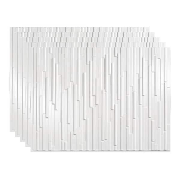 Fasade 18.25 in. x 24.25 in. x 0.028 in. Skyline Vinyl Backsplash Panel in Gloss White (5-Pack)