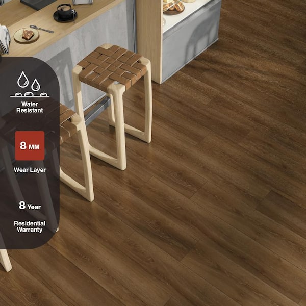 Kettle Keep Oak 8 mm T x 8 in. W Water Resistant Laminate Wood Flooring (21.3 sqft/case)
