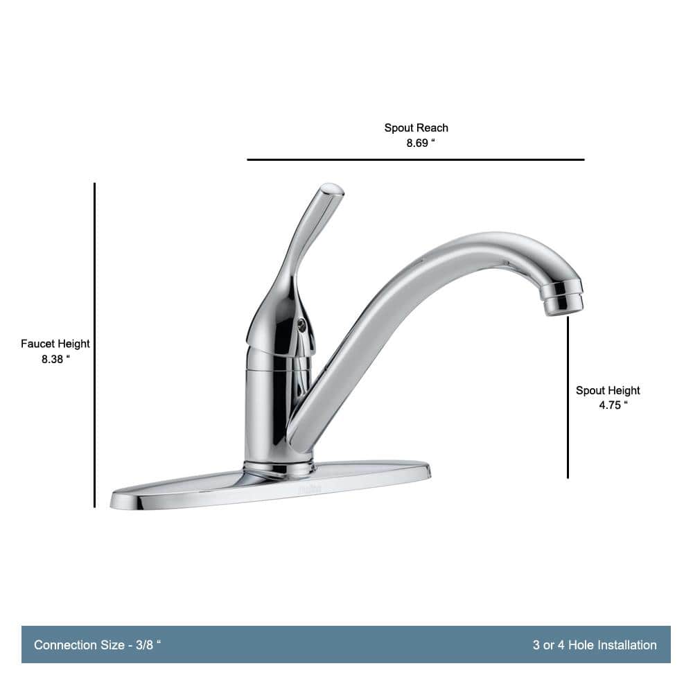 Classic Chrome Single Handle Low Arc Kitchen Faucet