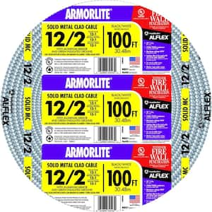 100 ft. 12-Gauge/2-Gauge Solid CU MC (Metal Clad) Armorlite Cable