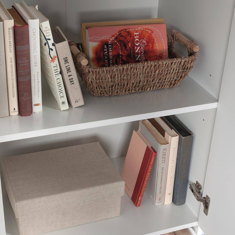 White Freestanding Storage Cabinet with Adjustable Shelving
