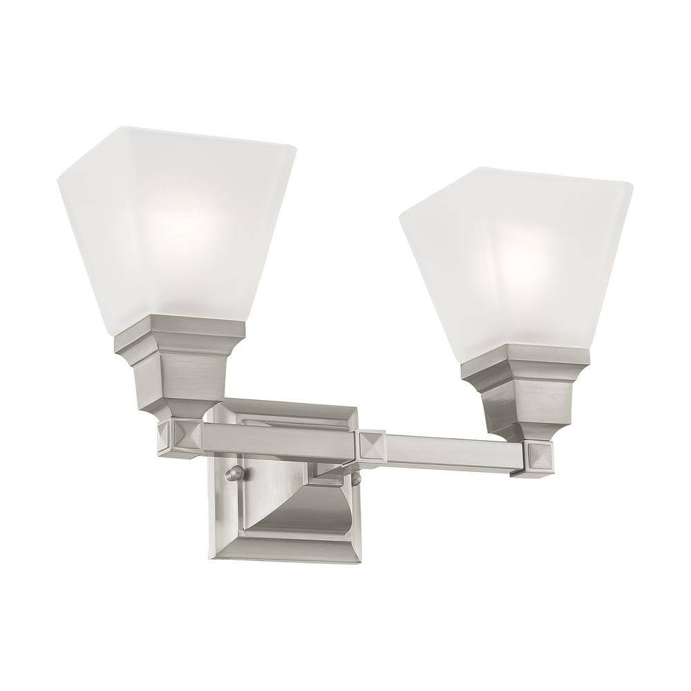 Elegant Brushed Nickel 2-Light Vanity with Frosted Satin Glass