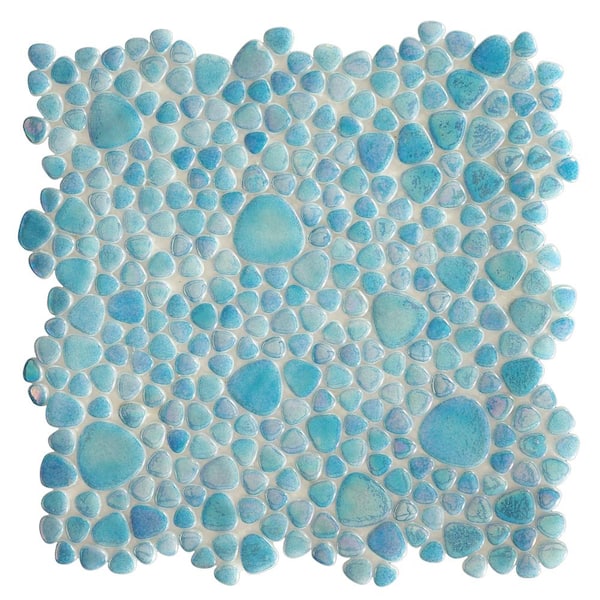 Unbranded 6 in. x 6 in. Blue Selfless Glass Tile Love Glossy Glass Wall, Floor, Backsplash and Pool Tile 0.25 sq. ft. Sample