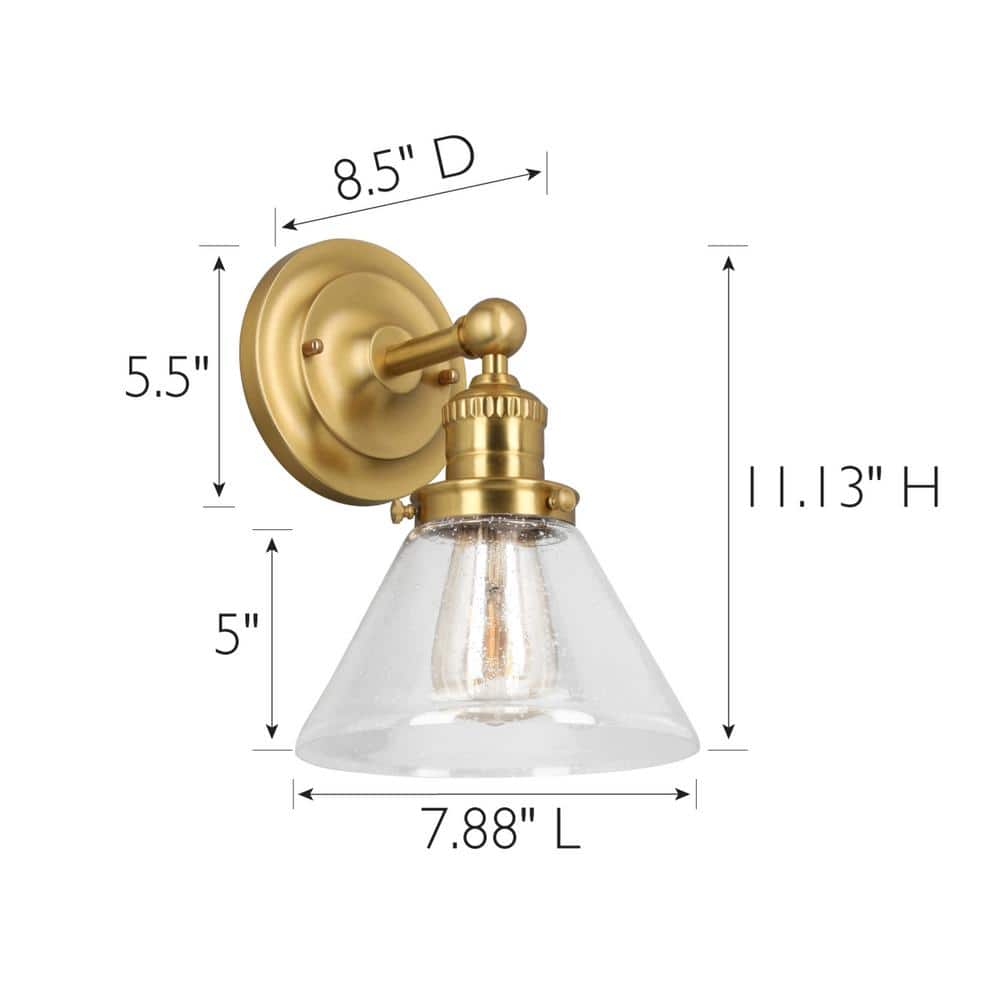 Augustin Satin Gold Transitional Seedy Glass Wall Light