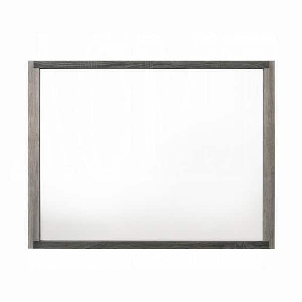 Benjara Joho Gray 1 in. W x 38 in. H Rectangle Wood Framed Mirror