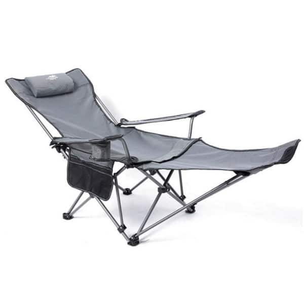 Ejoy 25 in. W x 38 in. H x 66 in. Grey Adjustable Iron Beach Camping and Hiking Chair