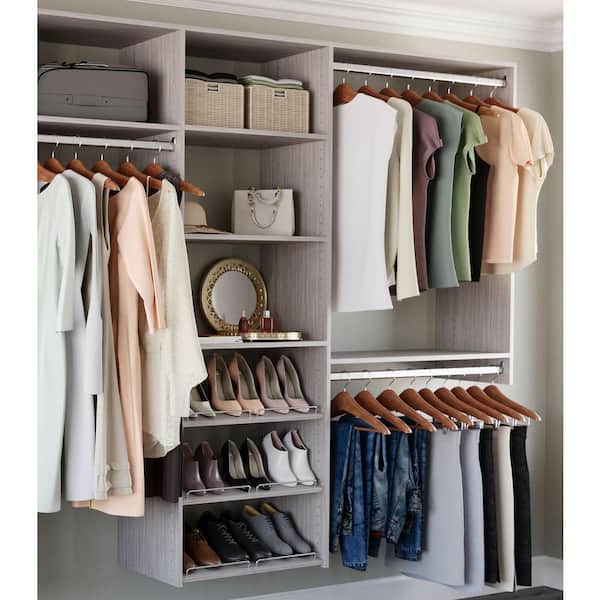 Closet Kit with Hanging Rods & Shelves - Corner Closet System - Closet  Shelves - Closet Organizers and Storage Shelves (Grey, 66 inches Wide)  Closet