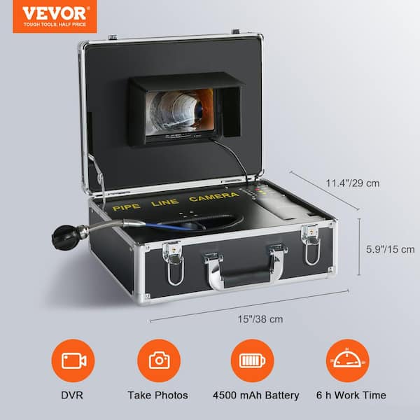 VEVOR Sewer Camera 4.3 in. Screen Pipeline Inspection Camera IP68 with 32.8  ft. Snake Cable, LED Lights for Duct Drain Pipe GDKSYCM-4.3108SX6V0 - The  Home Depot