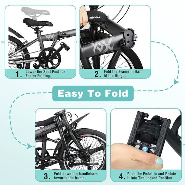Tenleaf 20 in. Portable Folding Bicycle for Adults-6-Speed Compact