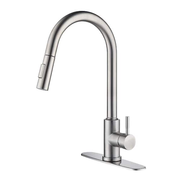 Brushed Nickel Touch 16.53 in. H Pull Down Sprayer Kitchen Faucet with 360 ° Spout Swivel