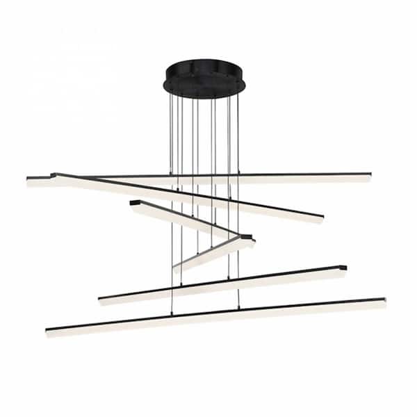 Stack 6-Light 720-Watt Equivalent Integrated LED Black Pendant with Acrylic Shade