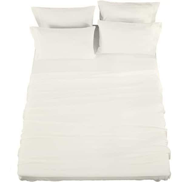 Unbranded 4-Piece Sheet Set, Cotton Rich, 400-Thread Count, White, Queen Sheet Set