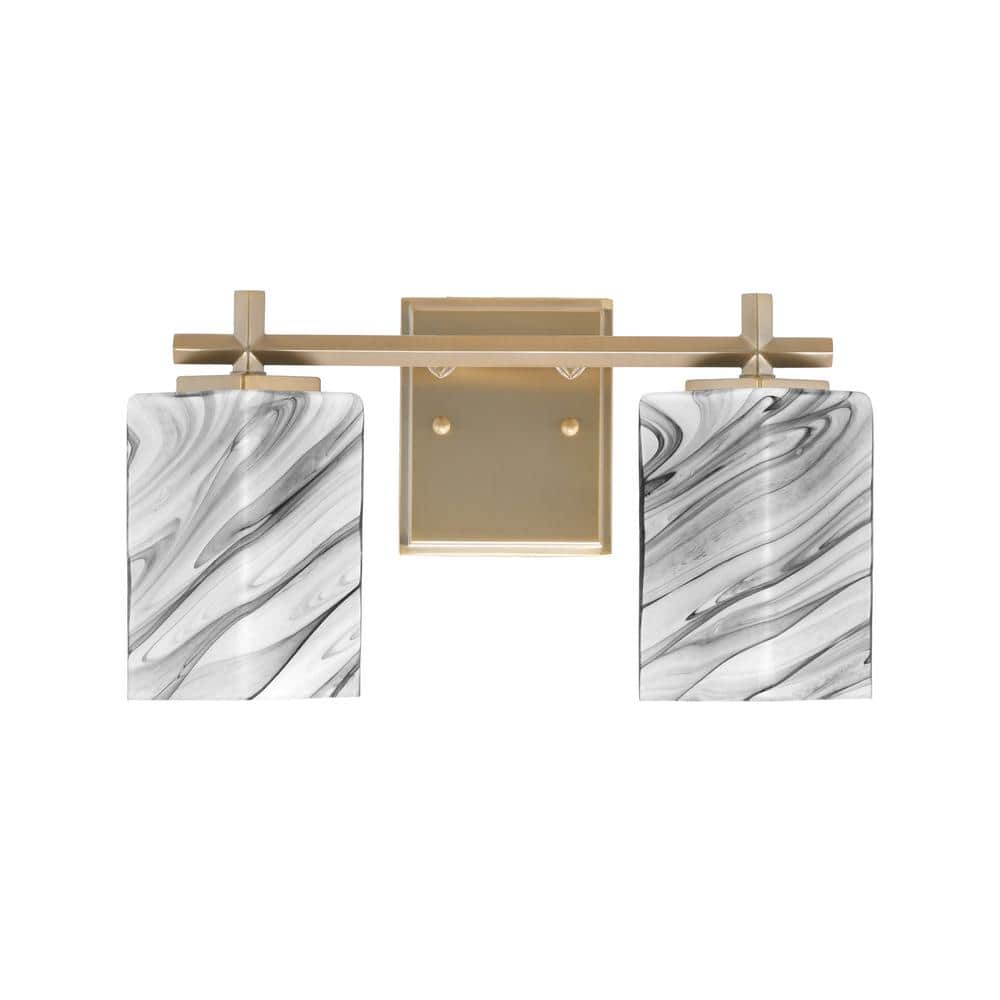 Bridgewater 14 in. 2 Light Vanity Light New Age Brass with 3.5 in. Square O