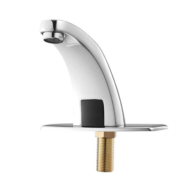 Touchless Bathroom Sink Faucet, Motion Sensor, Cold Water with Plate, Battery for 9/16 in. Pipe, Chrome Plated, G233M