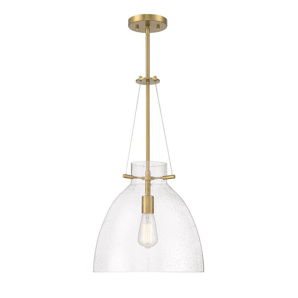 Savoy House Foster 14 in. W x 25.50 in. H 1-Light Warm Brass Statement  Pendant Light with Clear Seeded Glass Shade 7-7006-1-322 - The Home Depot