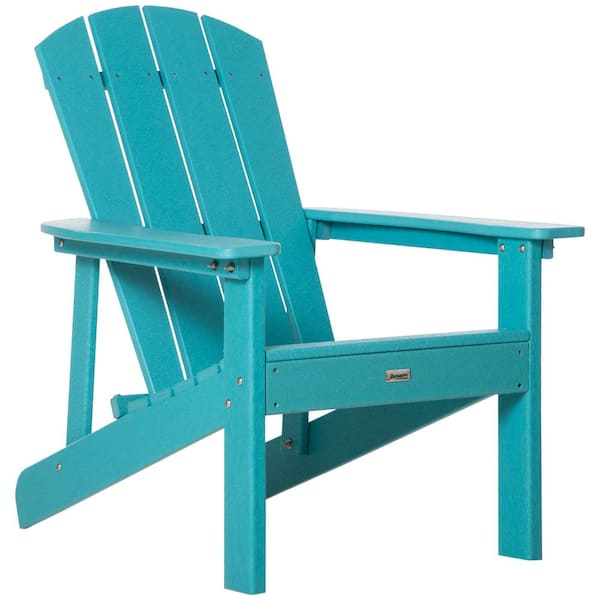 Outsunny Turquoise Plastic Adirondack Chair with High Back and Wide Seat