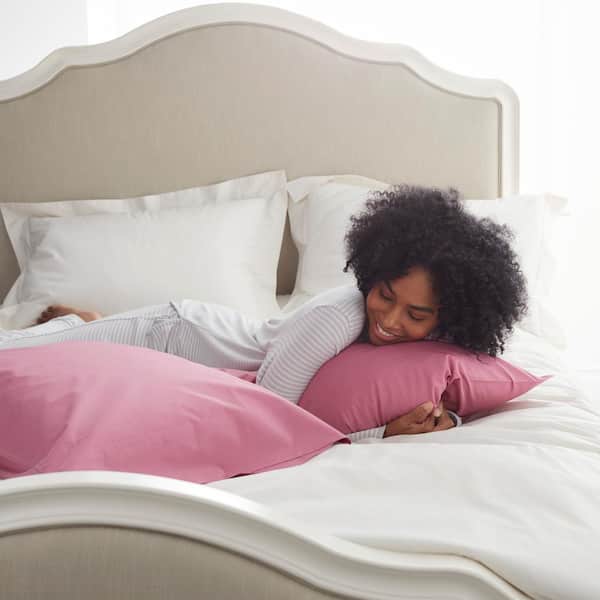 Company Cotton Pale Blue Solid 300-Thread Count Cotton Percale Standard Pillowcase (Set of 2)