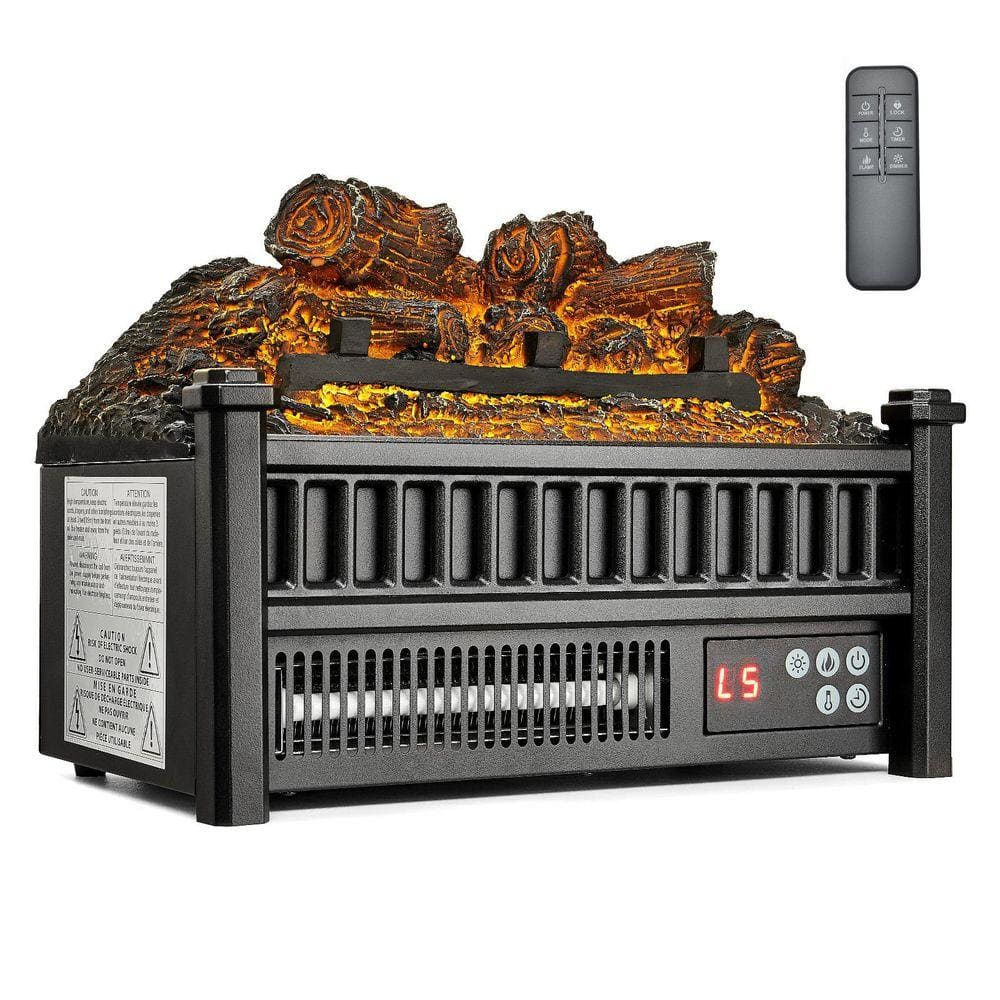 Electric Fireplace Log, 16 in. Fireplace Log Heater and Electric Fireplace Logs, with Remote Controller, Black