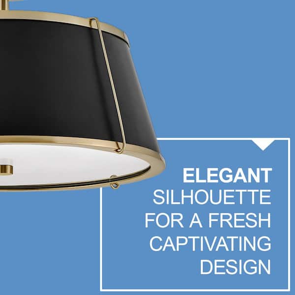 HINKLEY - Clarke 15 in. 2-Light Warm Brass Semi-Flush Mount with Metal Shade