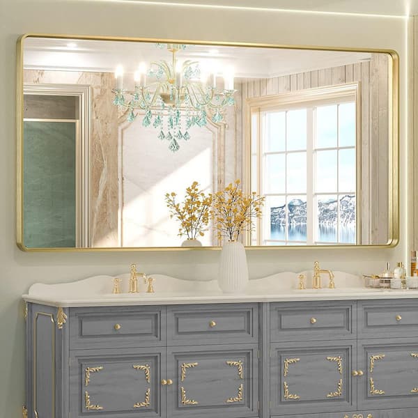 HOMLUX 60 in. W x 30in. Rectangle Wall Mirror Bathroom Vanity Mirror in ...
