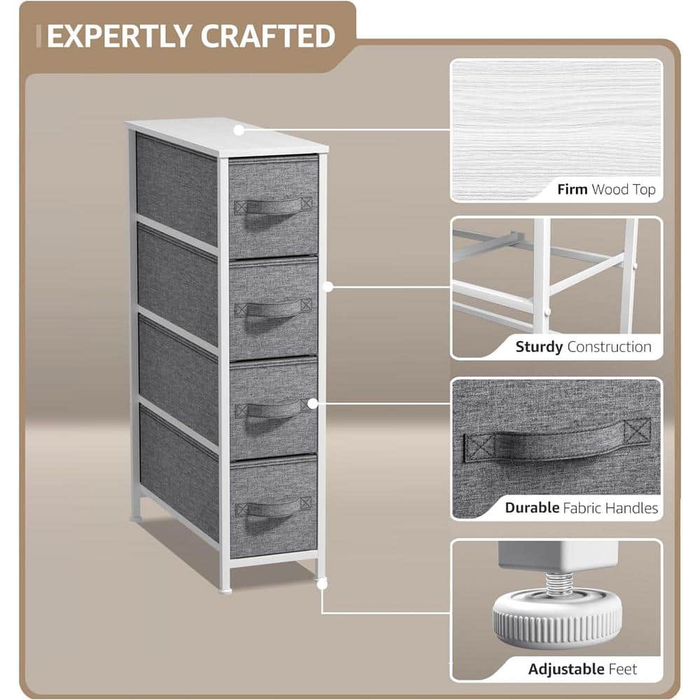 Farmhouse White 4-Drawer Vertical Nursery Dresser with Soft Close