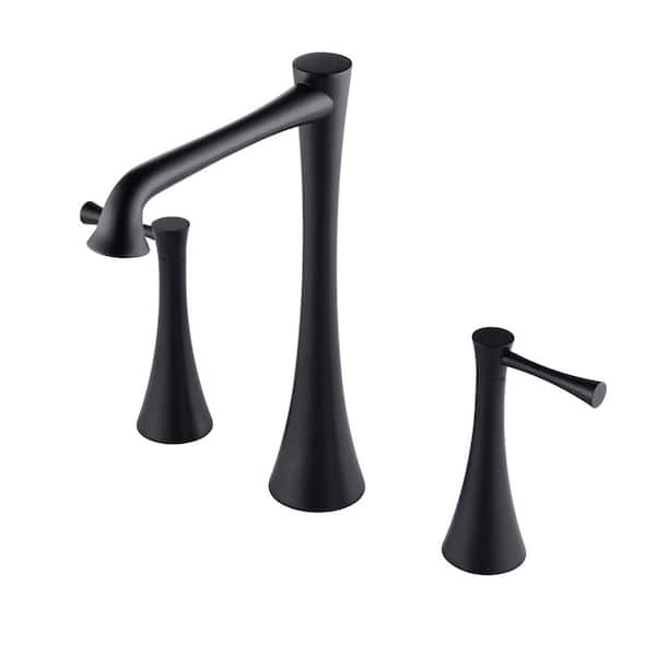 Unbranded 8 in. Widespread 2-Handle Brass Bathroom Sink Faucet with Drain Assembly, Rust and Corrosion Resistant in Matte Black