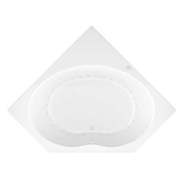 Carnelian Series 85 in. x 64 in. Neo Angle Air Bathtub with Center Drain and Aromatherapy Bubbles in Glossy Smooth White
