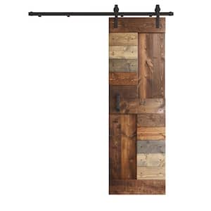 S Series 30 in. x 84 in. Multi Color Knotty Pine Wood Sliding Barn Door with Hardware Kit