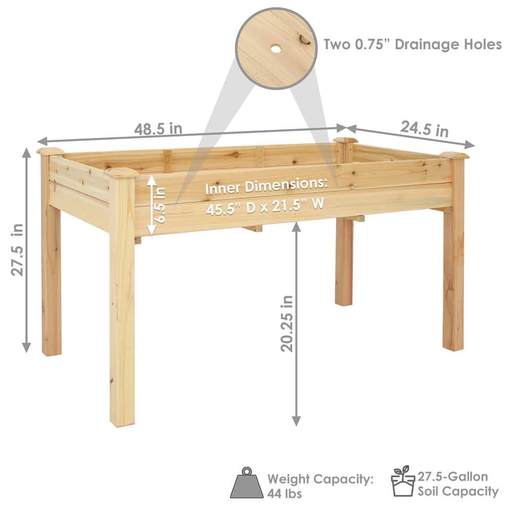 Light Brown Fir Wood Elevated Garden Planter Box