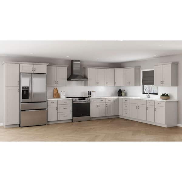Shaker 33 in. W x 24 in. D x 96 in. H Assembled Double Oven Cabinet in Dove Gray